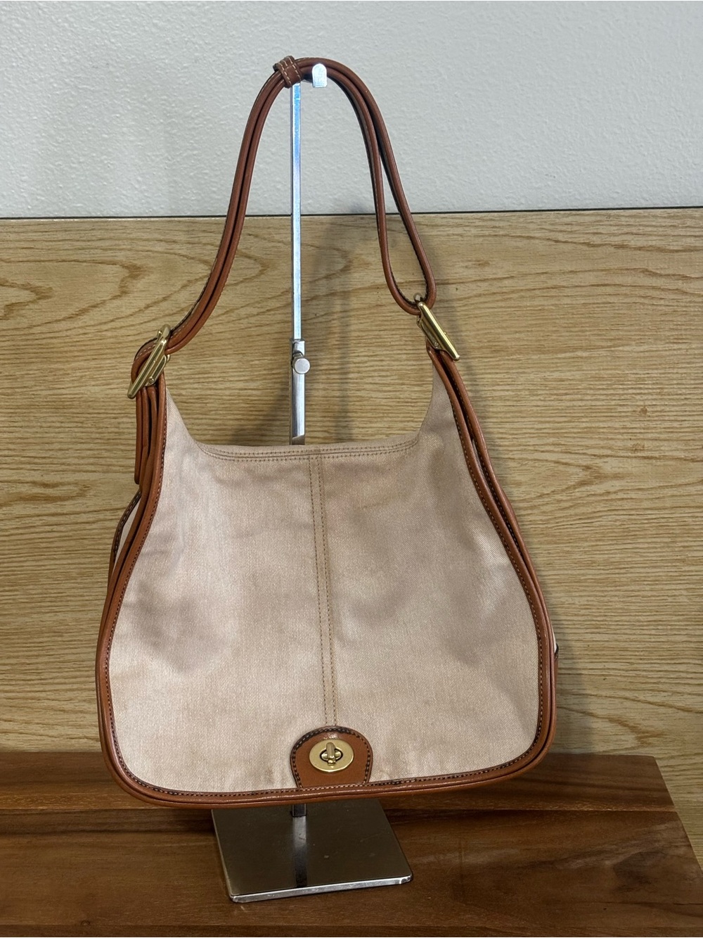 COACH Vintage Legacy Saddle Bag Cream Canvas & Tan Leather